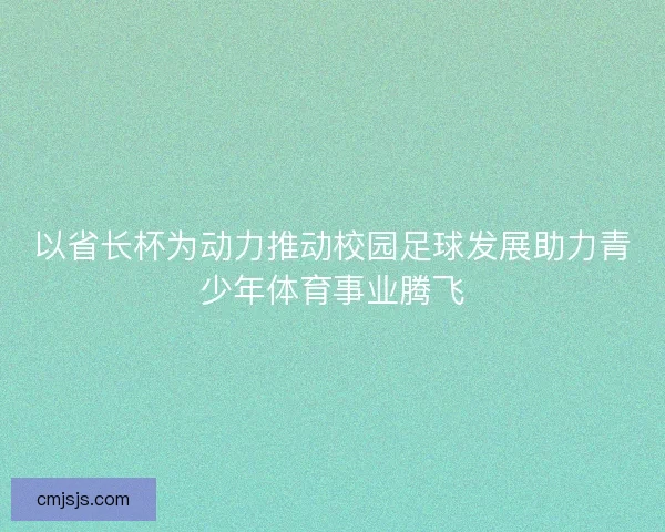 以省长杯为动力推动校园足球发展助力青少年体育事业腾飞